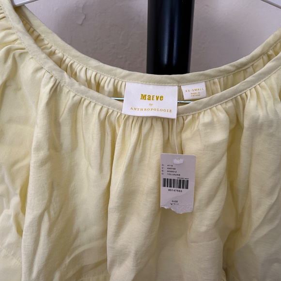 Yellow Loose Billowy Fit Elastic Hems Short-sleeve Blouse - Picture 8 of 8